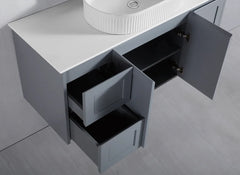 BV56WH (460mm Depth) Matte Grey Shaker Wall Hung Vanity - 600 / 750 / 900 / 1200 / 1500 / 1800mm
