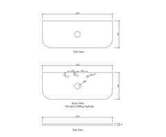 OT Cloudy Carrara (460mm Depth) Curved Solid Surface Flat Vanity Top - Various Sizes