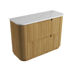 BV35 Fluted Natural Oak Curve Freestanding Vanity - 750 / 900 / 1200 / 1500 / 1800mm