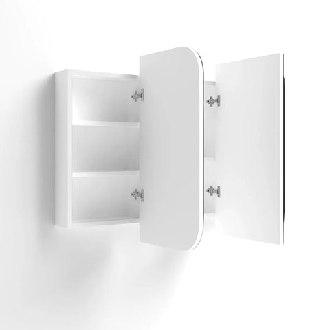 Soft Square Mirror Cabinet Pencil Edge 900/1200/1500/1800mm - Matte White / Natural Oak