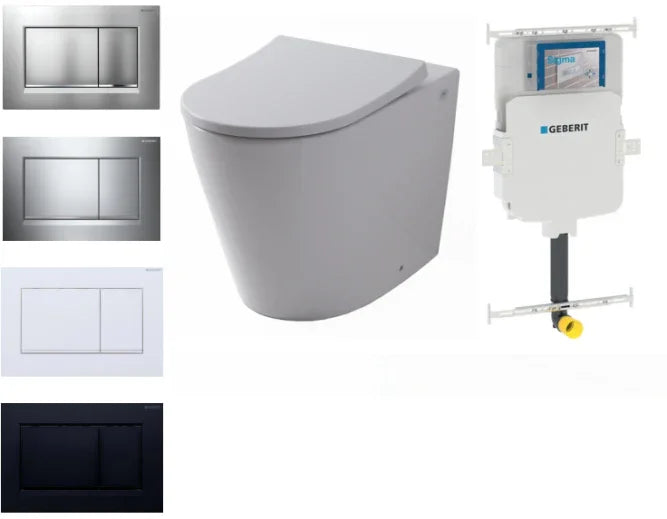 Geberit In Wall Package - Rimless Floor Pan, Inwall Cistern and Button