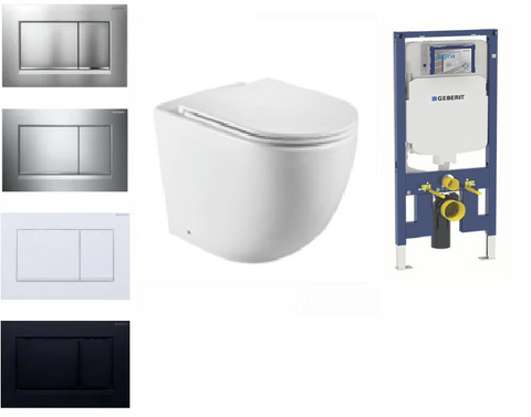 Geberit In Wall Package - Tornado Rimless Wall Hung Pan, Inwall Cistern and Button