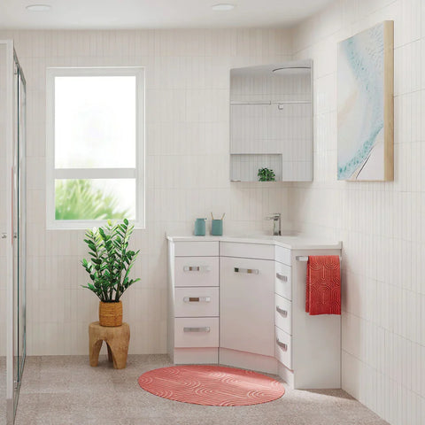 Corner Mirror Cabinet Pencil Edge 400x400mm - Various Colours