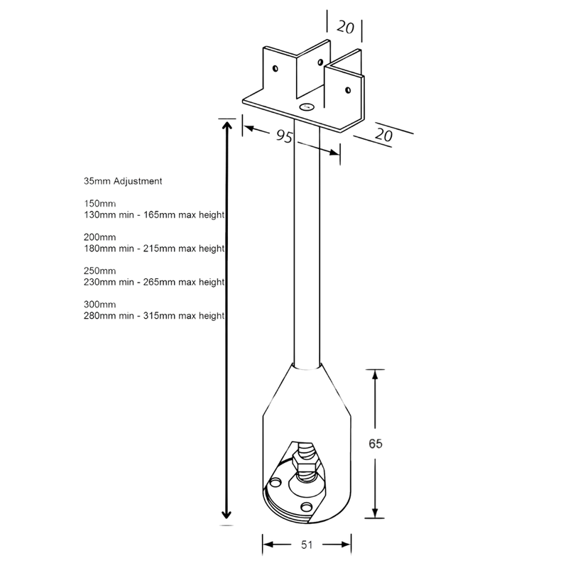 150mm T Piece Foot Assembly in Satin Stainless Steel - 122_150LEG