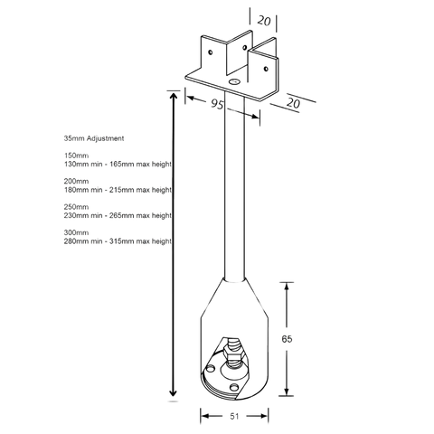 150mm T Piece Foot Assembly in Satin Stainless Steel - 122_150LEG