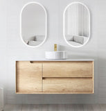 BV25WH Natural Oak Fingerpull Wall Hung Vanity - 600 / 750 / 900 / 1200 / 1500mm