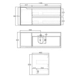 BV25WH Natural Oak Fingerpull Wall Hung Vanity - 600 / 750 / 900 / 1200 / 1500mm