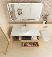 BV43WH Natural Oak Fluted Wall Hung Vanity - 600 / 750 / 900 / 1200 / 1500 / 1800mm