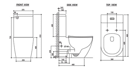 Zumi Donna  Back To Wall  Rimless Flush Toilet Suite with Soft Close Seat (Stock Clearance)