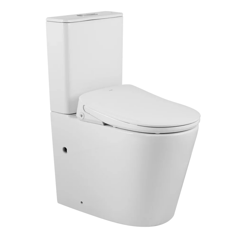 Raised Height Back To Wall Tornado Rimless Flush Toilet Suite with Smart Remote Bidet Seat - White (4 Star)