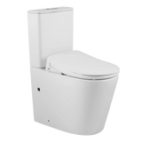 ZUMI Raised Height Back To Wall Tornado Rimless Flush Toilet Suite with Smart Remote Bidet Seat - White (4 Star)
