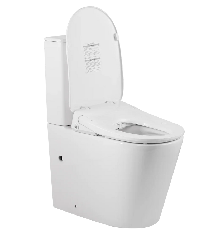 Raised Height Back To Wall Tornado Rimless Flush Toilet Suite with Smart Remote Bidet Seat - White (4 Star)