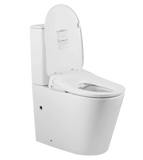 ZUMI Raised Height Back To Wall Tornado Rimless Flush Toilet Suite with Smart Remote Bidet Seat - White (4 Star)