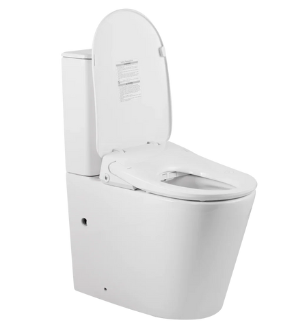 Raised Height Back To Wall Tornado Rimless Flush Toilet Suite with Smart Remote Bidet Seat - White (4 Star)