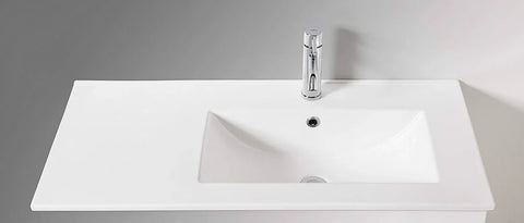 Standard - Gloss White Rectangular Bowl 465mm Depth Ceramic Vanity Top - Various Sizes
