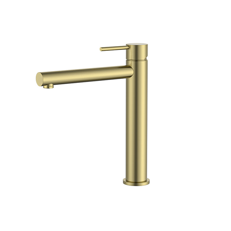 ECT Jess Round Tall Basin Mixer (Straight Spout) - Brushed Gold (Floor Display Clearance)