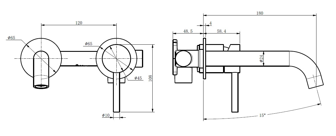 WBM17 ELIN Round Wall Basin/Bath Mixer Set with Spout - Various Colours