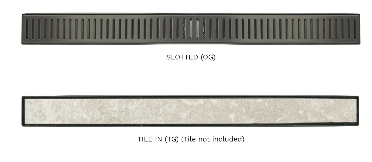 Stock Clearance - Tile Over Shower Tray with Channel Grate (Australian Made) - 1100x1200mm (Black Tile Insert Grate on 1100mm side)