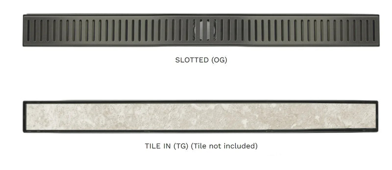 Stock Clearance - Tile Over Shower Tray with Channel Grate (Australian Made) - 1100x1200mm (Black Tile Insert Grate on 1100mm side)