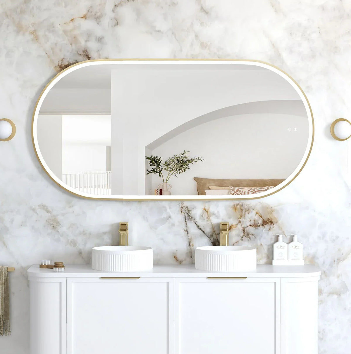 Oval LED Mirror Backlit 1200/1500/1800x750mm - Various Colors Frame