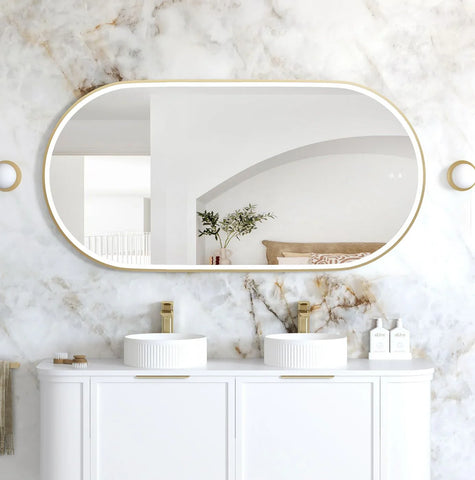 Oval LED Mirror Backlit 1200/1500/1800x750mm - Various Colors Frame