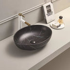 Oval Black Carrara Counter Top Basin Ceramic Basin 520x395mm