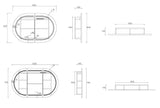 Oval LED Mirror Cabinet 900x600/1200x750/1500x900/1800x900mm - Various Colours