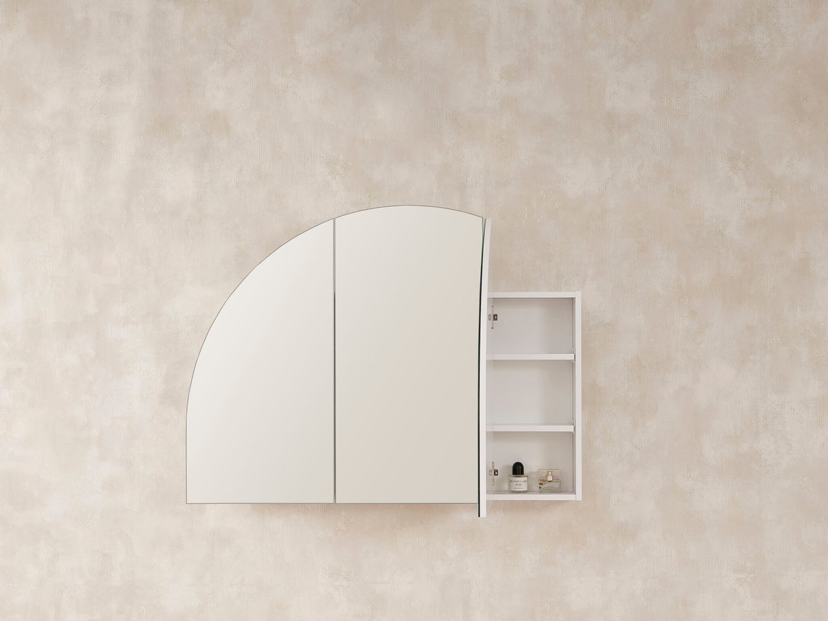 Moon Shape Mirror Cabinet Pencil Edge 800x900mm / 1200x800mm - Matte White / Woodgrain