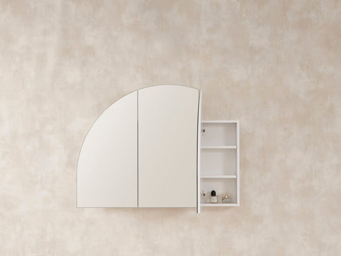 Moon Shape Mirror Cabinet Pencil Edge 800x900mm / 1200x800mm - Matte White / Woodgrain