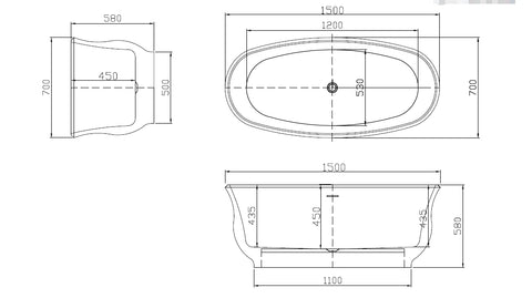 Coming Soon - Clara Oval Freestanding Bath with Overflow 1500mm - Gloss White