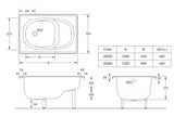 Ultra Compact Pressed Steel Drop in / Inset Bath 1050 / 1200 mm - Enamelled White