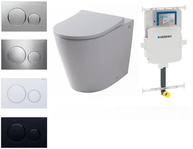 Geberit In Wall Package - Rimless Floor Pan, Inwall Cistern and Button