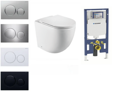 Geberit In Wall Package - Tornado Rimless Wall Hung Pan, Inwall Cistern and Button