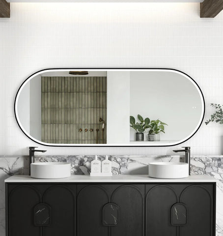 Oval LED Mirror Backlit 1200/1500/1800x750mm - Various Colors Frame