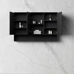 Mirror Cabinet with Open Shelf Pencil Edge - 600/750/900/1200/1500x800mm - Various Colours