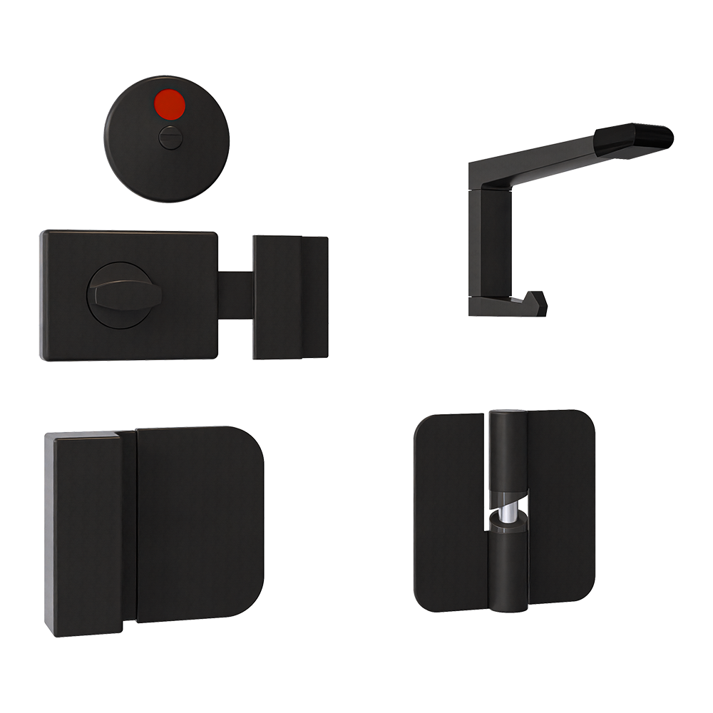 106C Gravity Hinge Kit in Designer Black - 106C-LHHO3-300-202C-101C-BLK (Left Hand; Hold Open)
