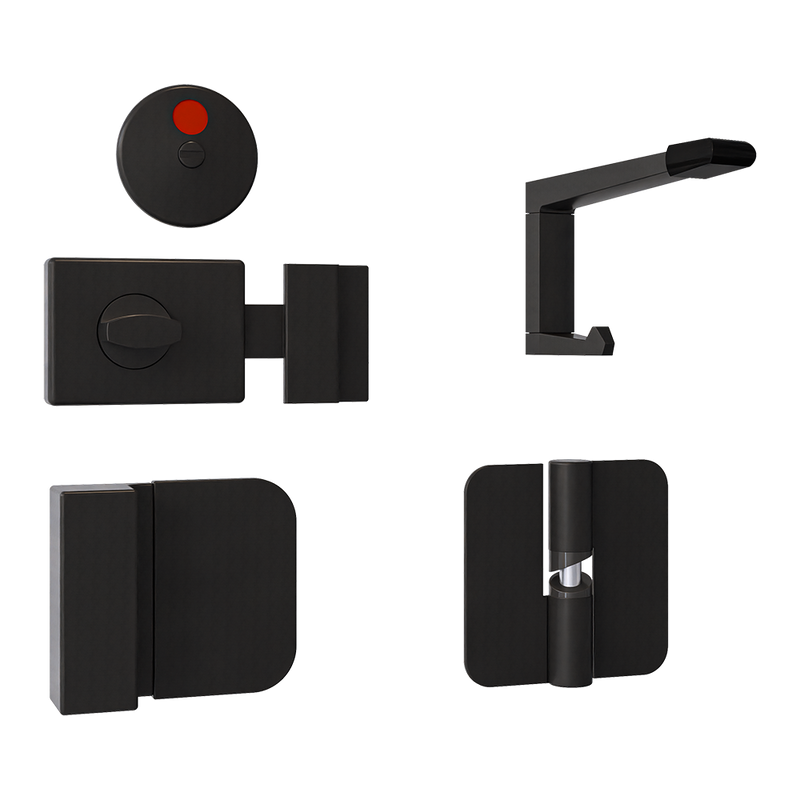 106C Gravity Hinge Kit in Designer Black - 106C-LHHO3-300-202C-101C-BLK (Left Hand; Hold Open)