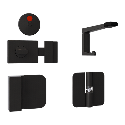 106C Gravity Hinge Kit in Designer Black - 106C-LHHO3-300-202C-101C-BLK (Left Hand; Hold Open)