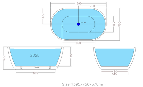 Oval Freestanding Bath 1400 / 1500 / 1600 / 1700 mm - Matte White