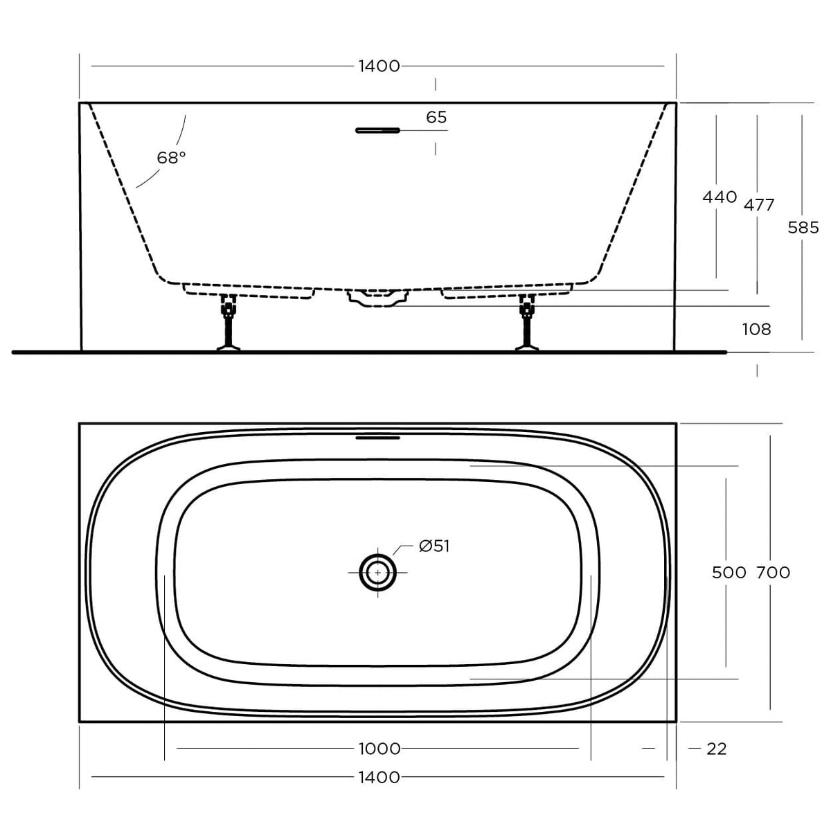 Corner Back to Wall Freestanding Bath with Overflow 1400 / 1500 / 1700mm - Gloss White