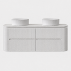 BV87 Matt White Wall Hung Fluted Plywood Vanity