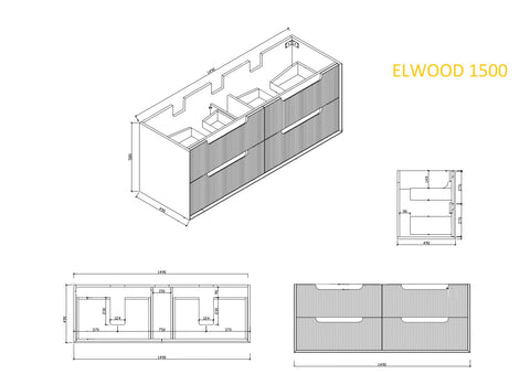 BV81WH Elwood Natural Oak Fluted Wall Hung Vanity - 900 / 1200 / 1500mm