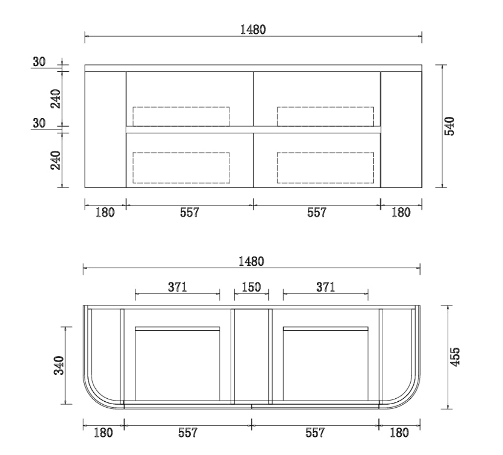 BV86 Wood Texture Wall Hung Fluted Plywood Vanity - 900/1200/1500mm