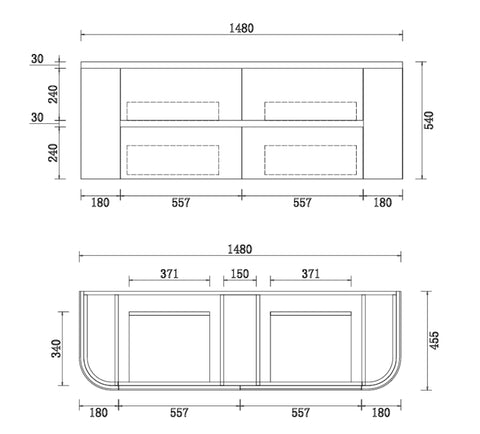 BV86 Wood Texture Wall Hung Fluted Plywood Vanity - 900/1200/1500mm