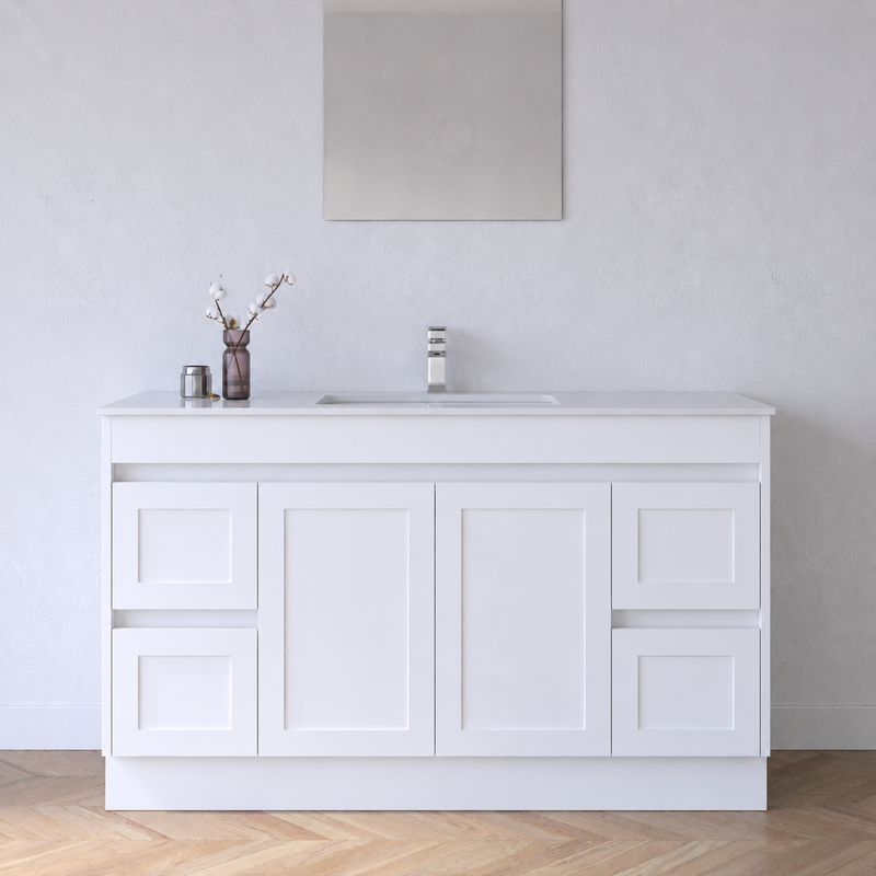 BV01 (500mm Depth) Matte White Shaker Freestanding Vanity - 900 / 1200 / 1500 mm