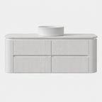 BV87 Matt White Wall Hung Fluted Plywood Vanity - 900/1200/1500mm