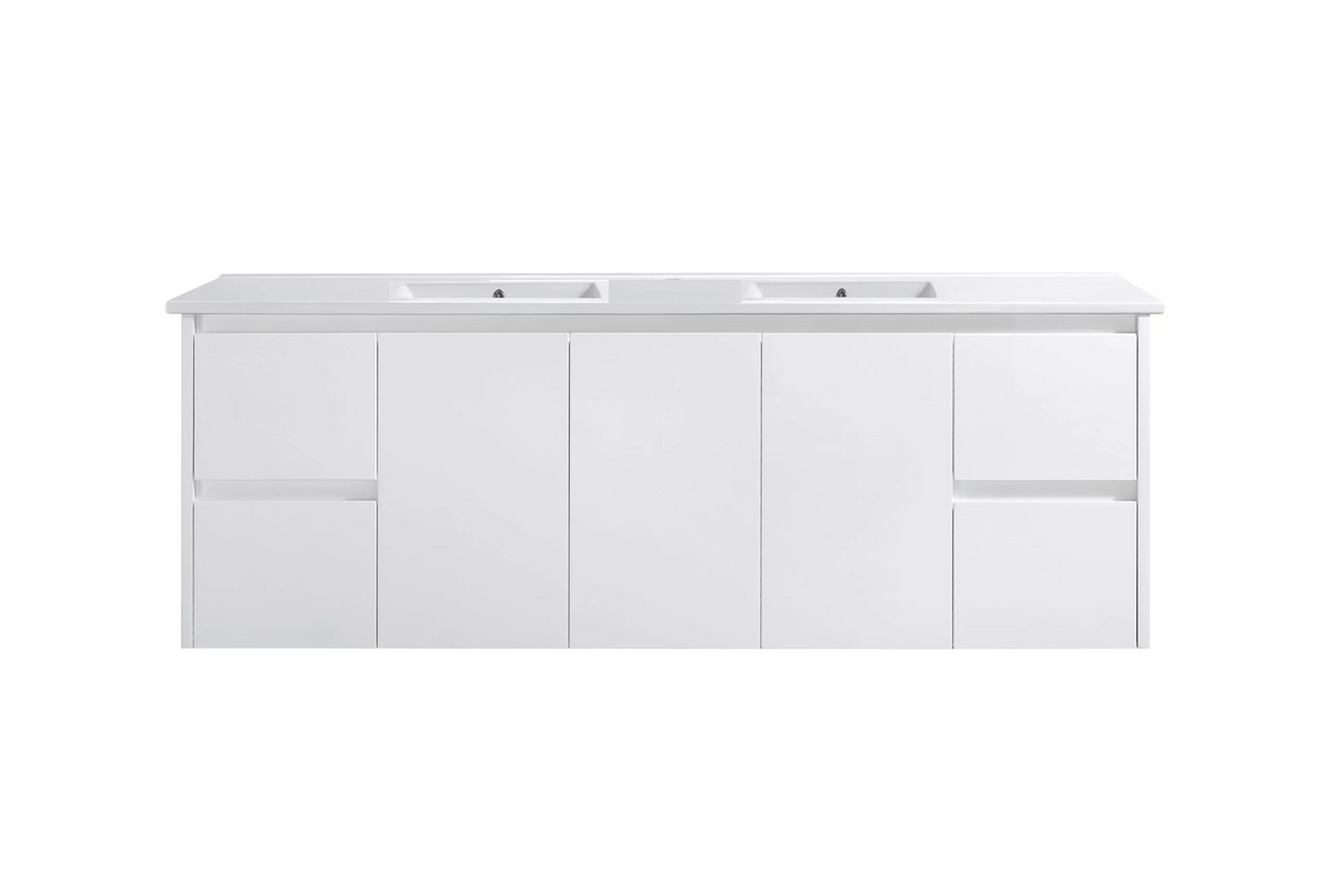 BV03WH Gloss White Fingerpull Wall Hung Vanity - 600 / 750 / 900 / 1200 / 1500 / 1800mm
