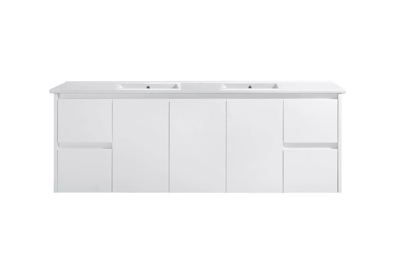 White wall-hung vanity cabinet