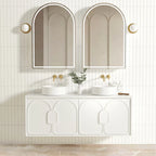 BV89WH Matte White with Stone handle Wall Hung Vanity