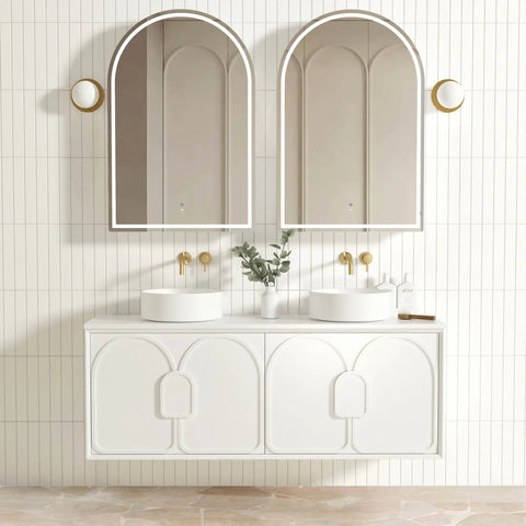 BV89WH Matte White with Stone handle Wall Hung Vanity - 600 / 750 / 900 / 1200 / 1500 / 1800mm